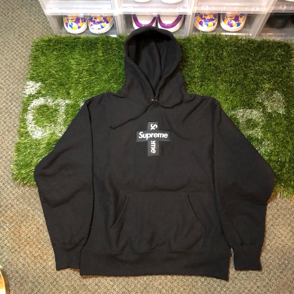 Supreme Cross Box Logo Hoodie Black